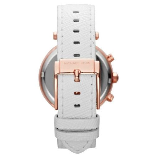 Michael Kors MK2281 Ladies Parker Rose Gold/White Leather Chronograph Watch - WATCHES