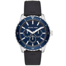 Michael Kors MK7160 Men’s Cunningham Black Silicone Blue Dial 44mm Watch - Watches
