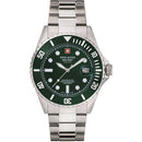 Swiss Alpine Military 7053.1134 Mens Diver Silver/Green Swiss Watch