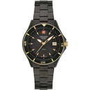 Swiss Alpine Military 7740.1184 Men’s Diver Black/Gold Stainless Swiss Watch - WATCHES