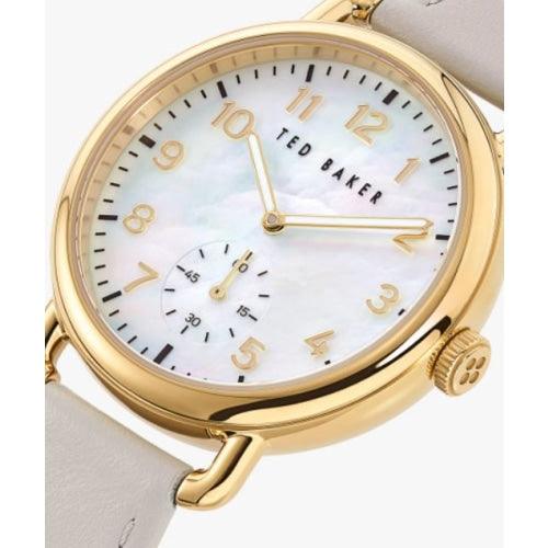 Ted Baker Hannahh Ladies Gold / Grey Leather Watch BKPHHF905UO