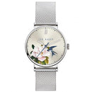 Ted Baker Phylipa Ladies Silver Floral Mesh Watch BKPPFF902UO
