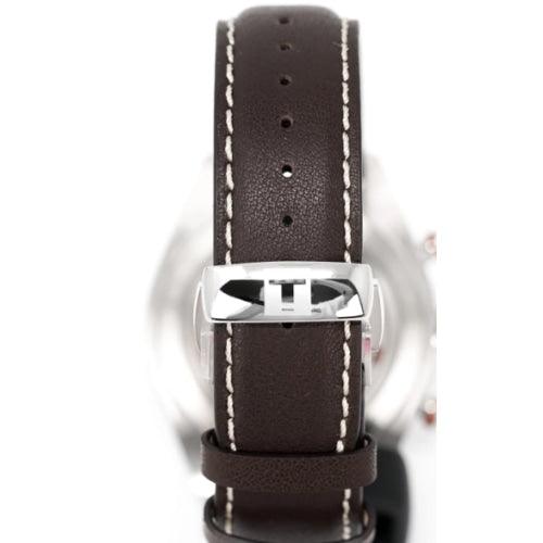 Tissot PRS 516 Men’s Brown Leather Blue Dial Chronograph Watch T1004171604100 - Watches