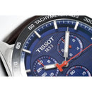 Tissot PRS 516 Men’s Brown Leather Blue Dial Chronograph Watch T1004171604100 - Watches