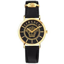 Versace Ladies V-Essential Black Leather Watch VEK400421 - Watches