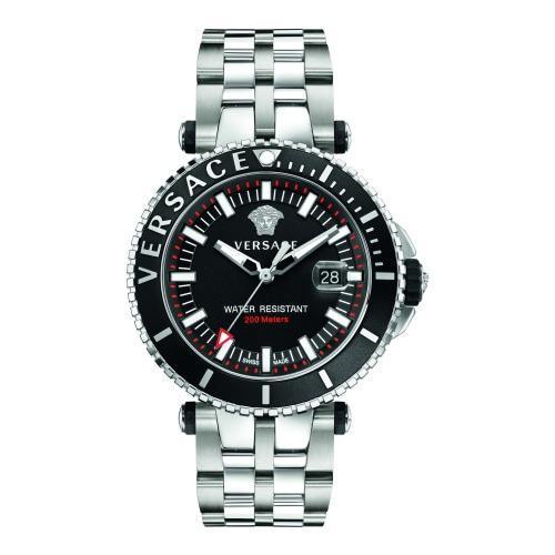 Versace VEAK003/18 Mens V-Race Diver Silver & Black Swiss Watch