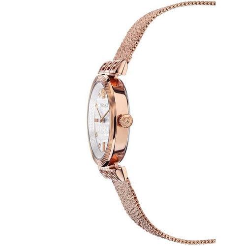 Versace VELW00620 Ladies Meander Rose Gold/Silver Stainless Mesh Swiss Watch - Watches