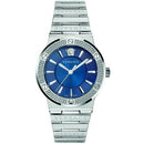 Versace VEVH00520 Men’s Greca Logo Silver/Blue Stainless Swiss Watch - WATCHES