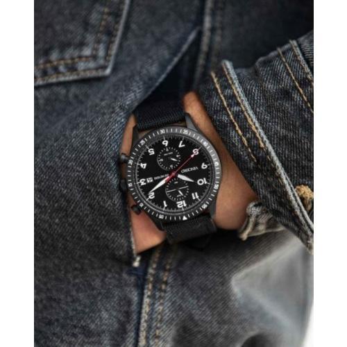Altitude Mens Black Cordura Nylon Luminous Chronograph Watch