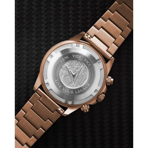 Vincero Apex Men’s Black/Rose-Gold Italian Leather Chronograph Watch