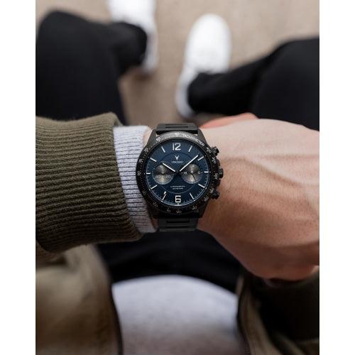 Vincero Apex Men’s Matte Black / Navy Blue Stainless Steel Chronograph Watch - WATCHES