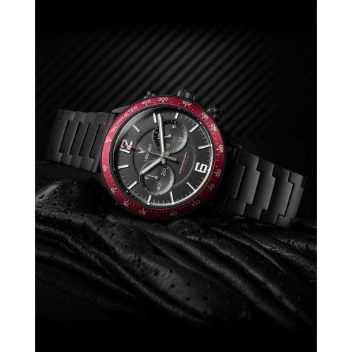 Vincero Apex Men’s Matte Black/Crimson Stainless Steel Chronograph Watch - WATCHES