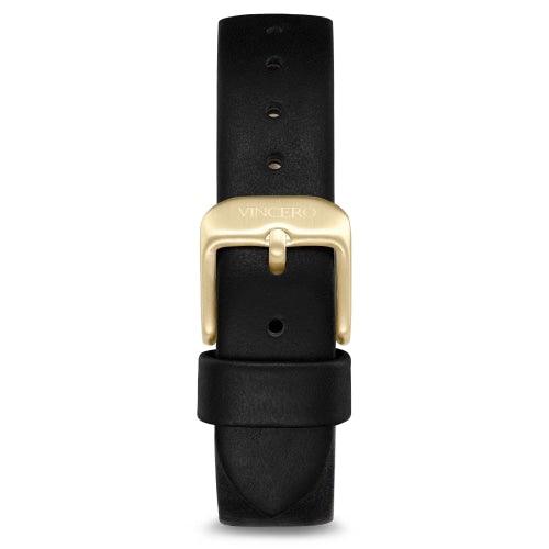 Vincero Ava Ladies Jet Black/Gold Leather Watch - WATCHES