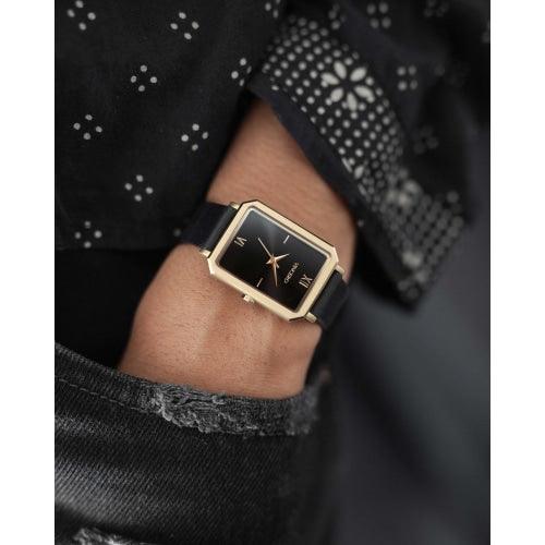 Vincero Ava Ladies Jet Black/Gold Leather Watch - WATCHES