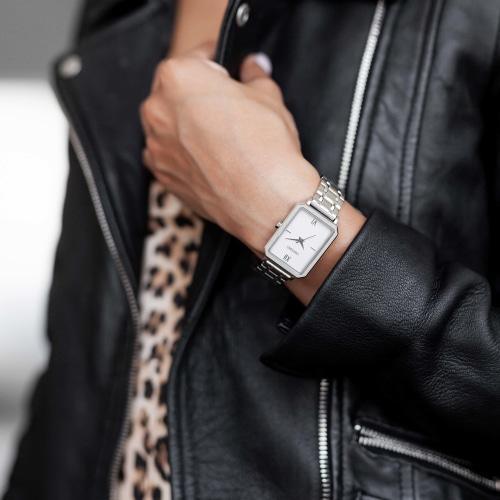 Ava Ladies Silver Stainless Steel White Dial Watch