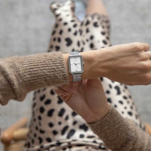Ava Ladies Silver Stainless Steel White Dial Watch