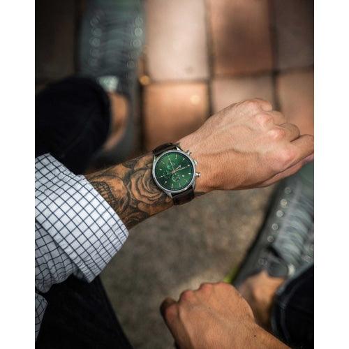 Vincero Chrono S Limited Edition Mens Brown Leather Green Dial Chronograph Watch