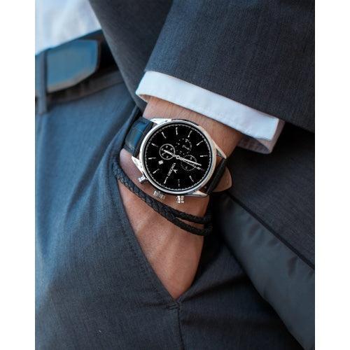 Vincero Chrono S Men’s Black/Silver Leather Chronograph Watch - WATCHES