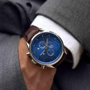 Vincero Chrono S Mens Brown Leather Blue Dial Chronograph Watch Vincero