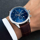 Vincero Chrono S Mens Brown Leather Blue Dial Chronograph Watch Vincero