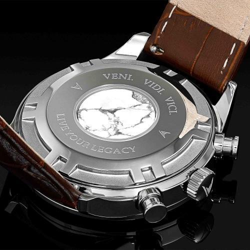 Chrono S Brown Leather Blue Dial Chronograph Watch