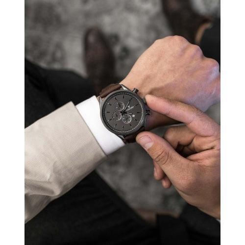 Vincero Chrono S Mens Brown/Grey Leather Chronograph Watch - WATCHES
