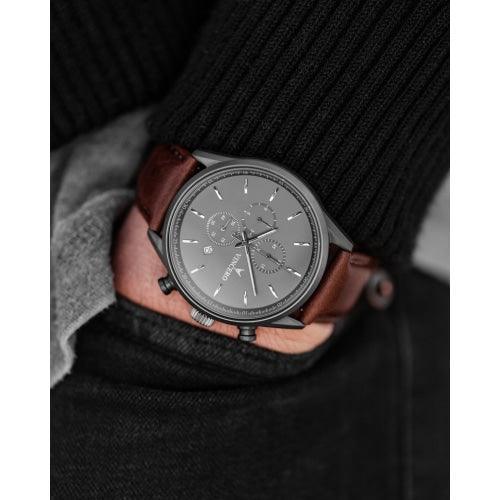 Vincero Chrono S Mens Brown/Grey Leather Chronograph Watch - WATCHES