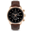 Vincero Chrono S Mens Brown/Rose Gold With Black Dial Leather Chronograph Watch Vincero