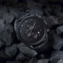 Chrono S Matte Black Leather Chronograph Watch