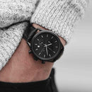 Chrono S Matte Black Leather Chronograph Watch