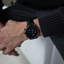 Chrono S Matte Black Leather Chronograph Watch