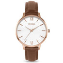 Vincero Eros Ladies Brown Italian Leather White Dial Watch Vincero