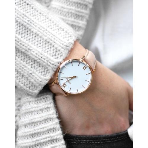 Vincero Eros Ladies Nude Italian Leather Rose Gold & White Watch