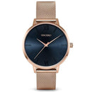 Vincero Eros Ladies Rose Gold/Navy Blue Mesh Stainless Steel Watch Vincero