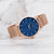 Eros Petite Ladies Rose Gold Mesh Stainless Steel Blue Pearl Dial Watch