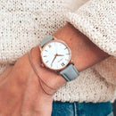 Vincero Eros Petite Ladies Grey Italian Leather Rose Gold & White Watch Vincero