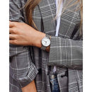 Vincero Eros Petite Ladies Silver/White Minimalist Stainless Mesh Watch Vincero