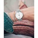 Vincero Eros Petite Ladies Silver/White Minimalist Stainless Mesh Watch Vincero