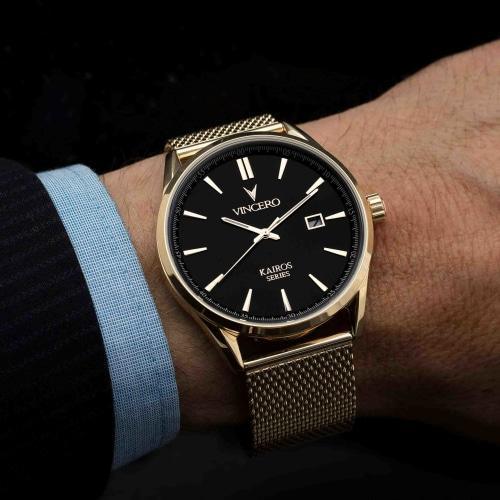 Kairos Mens Gold Mesh Stainless Steel Analogue Watch
