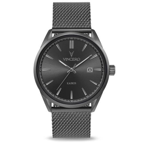 Vincero Kairos Mens Gunmetal Grey Mesh Stainless Steel Analogue Watch - WATCHES