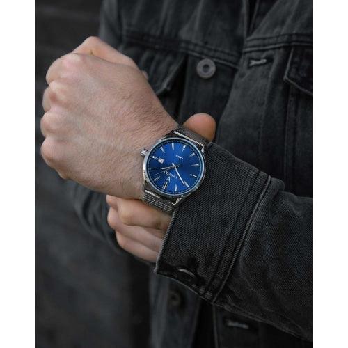 Vincero Kairos Mens Silver/Blue Mesh Stainless Steel Analogue Watch