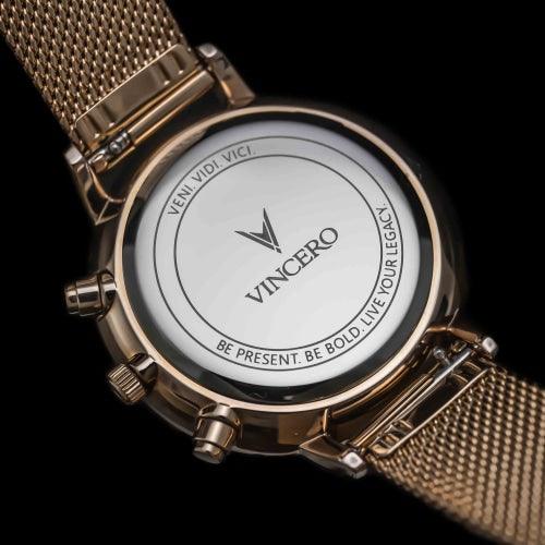 Vincero Kleio Ladies Rose Gold Chronograph Mesh Watch