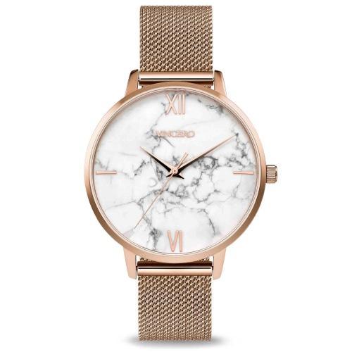 Marble Ladies Italian Marble Dial Rose Gold Mesh Watch