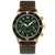 Vincero Outrider Men’s Gold/Green with Brown Italian Leather Divers Chronograph Watch - WATCHES