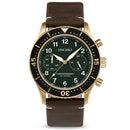 Vincero Outrider Men's Gold/Green with Brown Italian Leather Divers Chronograph Watch Vincero