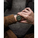 Vincero Outrider Men's Gold/Green with Brown Italian Leather Divers Chronograph Watch Vincero