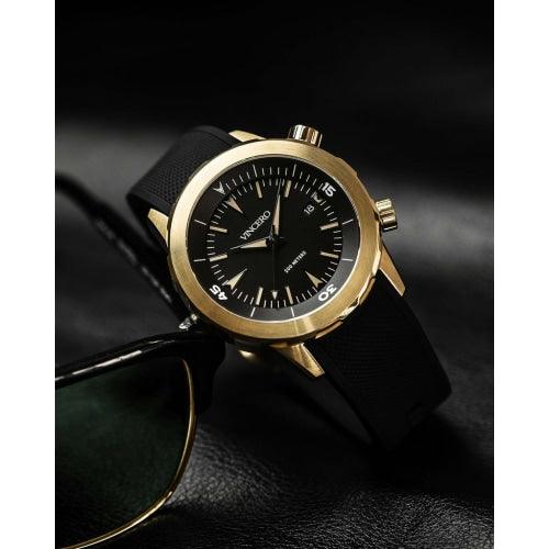 Vincero Vessel Limited Edition Men’s Black/Gold Silicone Divers Watch